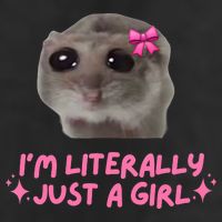 Funny IM Literally Just A Girl Sad Hamster Meme 7 Panel Mesh Trucker Snapback Hat