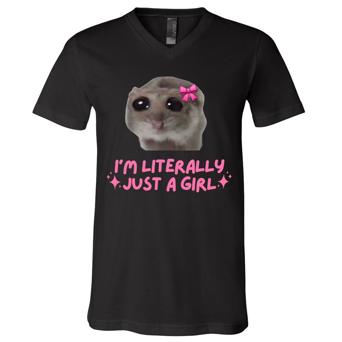 Funny IM Literally Just A Girl Sad Hamster Meme V-Neck T-Shirt