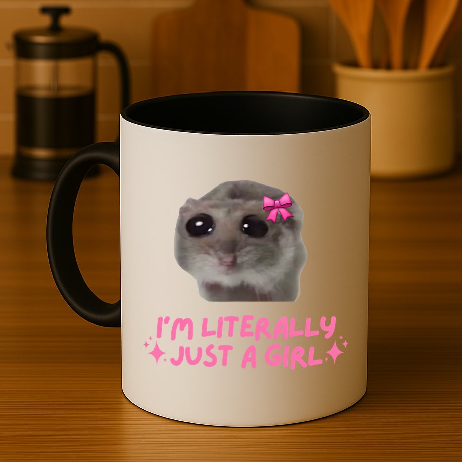 Funny IM Literally Just A Girl Sad Hamster Meme Mug