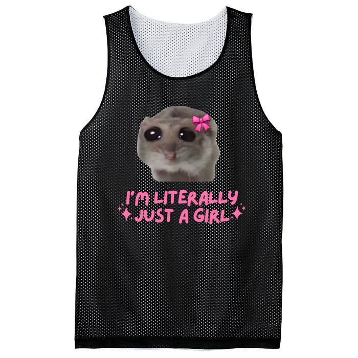 Funny IM Literally Just A Girl Sad Hamster Meme Mesh Reversible Basketball Jersey Tank