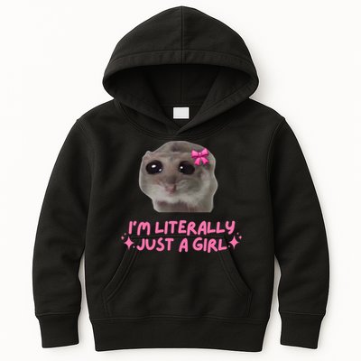 Funny IM Literally Just A Girl Sad Hamster Meme Kids Hoodie