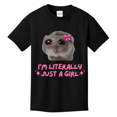 Funny IM Literally Just A Girl Sad Hamster Meme Kids T-Shirt