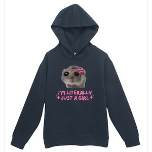 Funny IM Literally Just A Girl Sad Hamster Meme Urban Pullover Hoodie