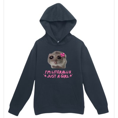 Funny IM Literally Just A Girl Sad Hamster Meme Urban Pullover Hoodie