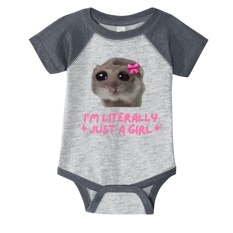 Funny IM Literally Just A Girl Sad Hamster Meme Infant Baby Jersey Bodysuit