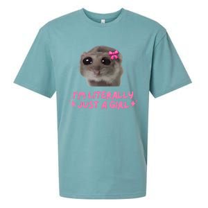 Funny IM Literally Just A Girl Sad Hamster Meme Sueded Cloud Jersey T-Shirt