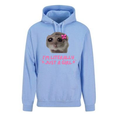 Funny IM Literally Just A Girl Sad Hamster Meme Unisex Surf Hoodie