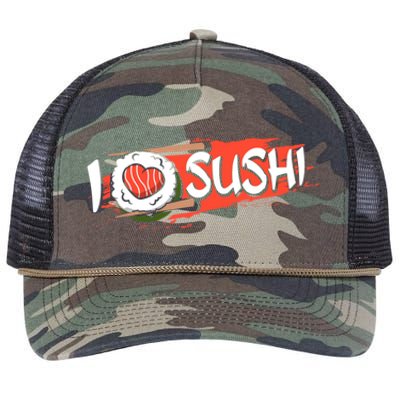 Funny I Love Sushi Japan Food Japanese Sushi Lover Cute Gift Retro Rope Trucker Hat Cap