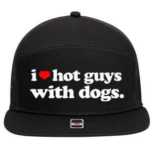 Funny I love Hot Guys with Dogs top, I heart Hot Guys 7 Panel Mesh Trucker Snapback Hat