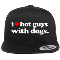 Funny I love Hot Guys with Dogs top, I heart Hot Guys Flat Bill Trucker Hat