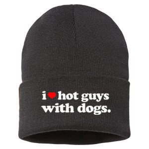 Funny I love Hot Guys with Dogs top, I heart Hot Guys Sustainable Knit Beanie