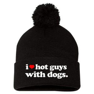 Funny I love Hot Guys with Dogs top, I heart Hot Guys Pom Pom 12in Knit Beanie