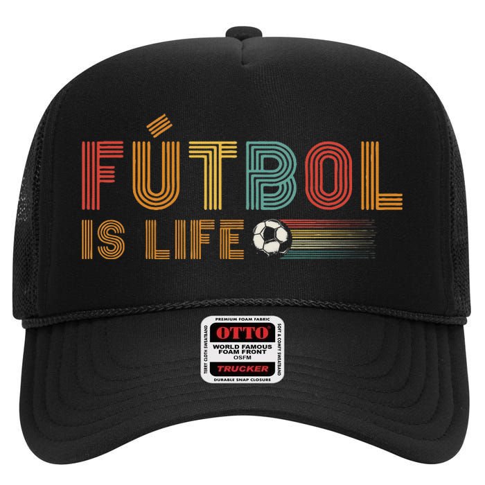 Futbol Is Life Football Lover Soccer Funny Vintage High Crown Mesh Back Trucker Hat