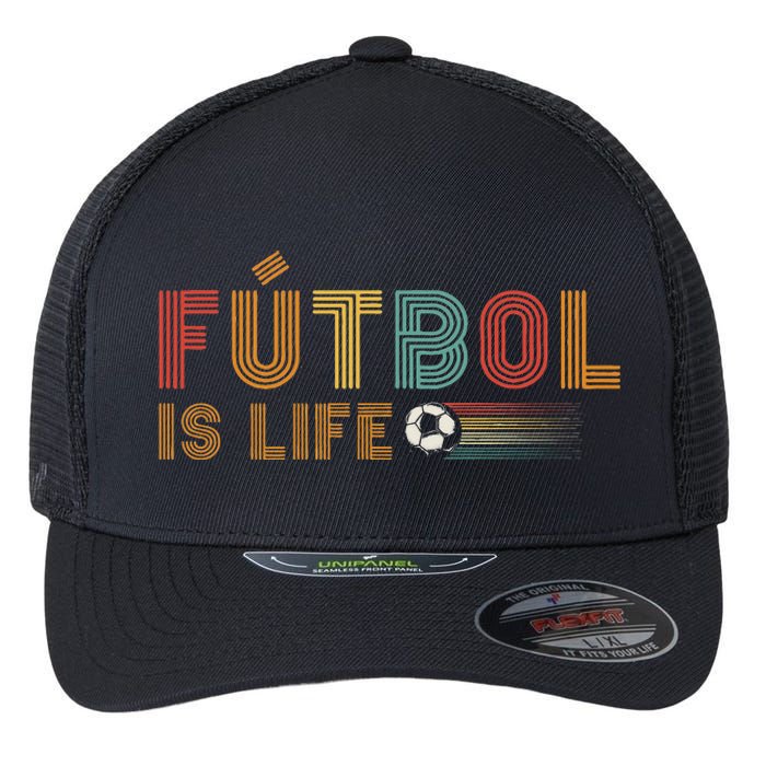 Futbol Is Life Football Lover Soccer Funny Vintage Flexfit Unipanel Trucker Cap