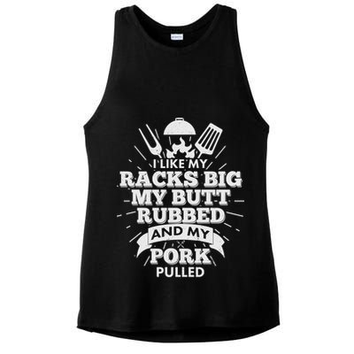 Funny I Like My Racks Big Butt Rubbed And Pork Pulled Ladies PosiCharge Tri-Blend Wicking Tank