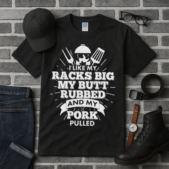 Funny I Like My Racks Big Butt Rubbed And Pork Pulled Tall T-Shirt