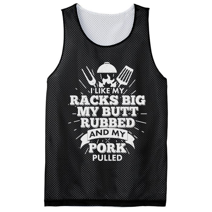 Funny I Like My Racks Big Butt Rubbed And Pork Pulled Mesh Reversible Basketball Jersey Tank