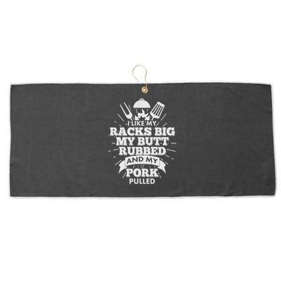 Funny I Like My Racks Big Butt Rubbed And Pork Pulled Large Microfiber Waffle Golf Towel