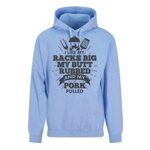 Funny I Like My Racks Big Butt Rubbed And Pork Pulled Unisex Surf Hoodie