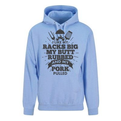 Funny I Like My Racks Big Butt Rubbed And Pork Pulled Unisex Surf Hoodie