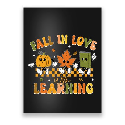 Fall In Love With Learning Retro Pumpkin Thanksgiving Poster