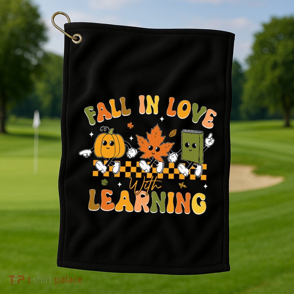 Fall In Love With Learning Retro Pumpkin Thanksgiving Golf Towel