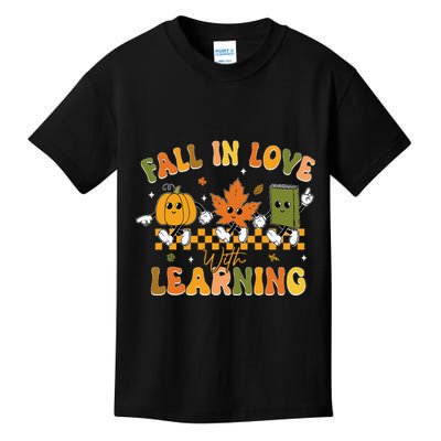 Fall In Love With Learning Retro Pumpkin Thanksgiving Kids T-Shirt