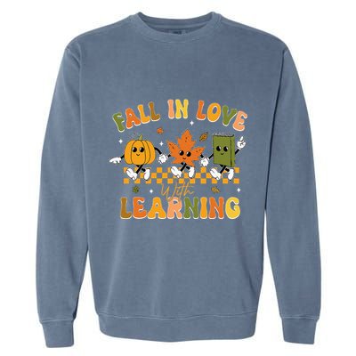 Fall In Love With Learning Retro Pumpkin Thanksgiving Garment-Dyed Sweatshirt