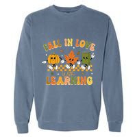 Fall In Love With Learning Retro Pumpkin Thanksgiving Garment-Dyed Sweatshirt