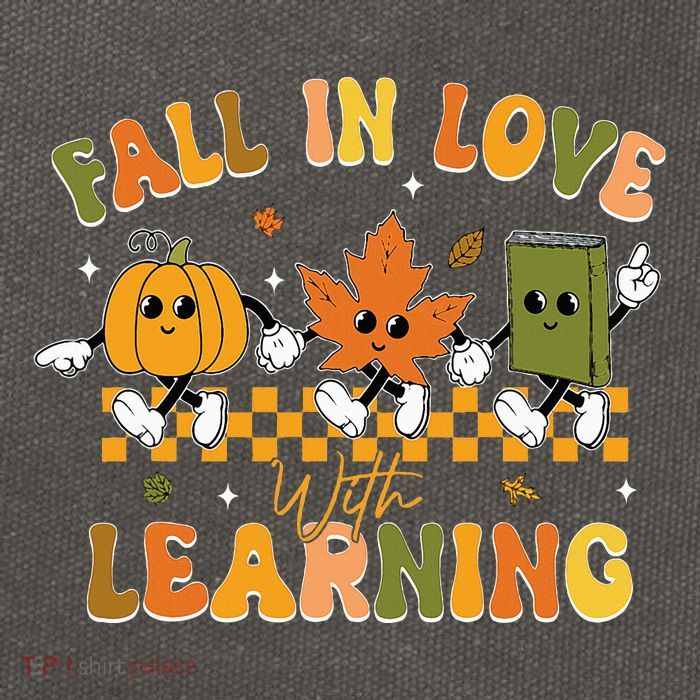 Fall In Love With Learning Retro Pumpkin Thanksgiving Cotton Canvas Backpack