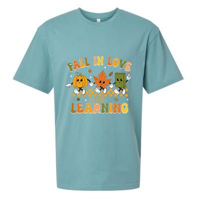 Fall In Love With Learning Retro Pumpkin Thanksgiving Sueded Cloud Jersey T-Shirt