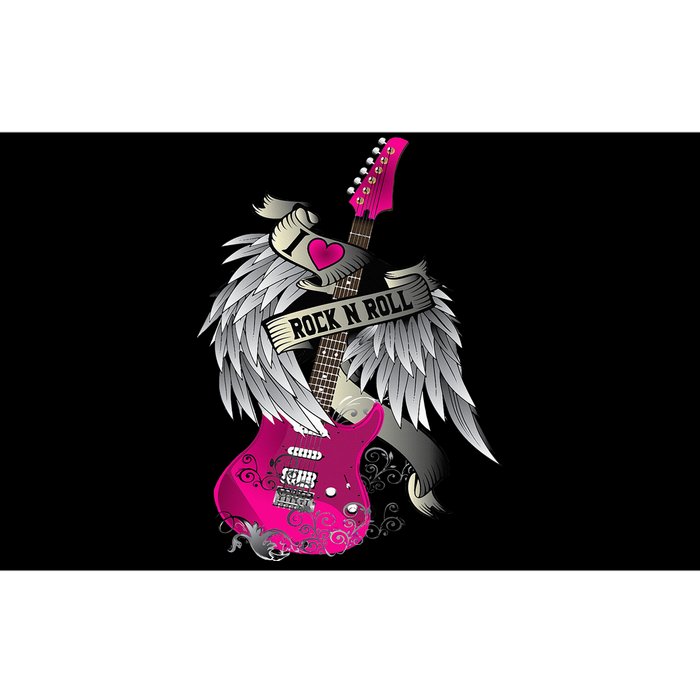 Funny I Love Rock And Roll Guitar Angel Wings Bumper Sticker