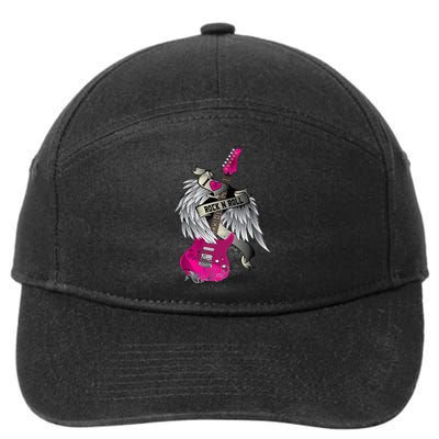 Funny I Love Rock And Roll Guitar Angel Wings 7-Panel Snapback Hat