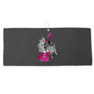 Funny I Love Rock And Roll Guitar Angel Wings Large Microfiber Waffle Golf Towel