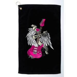 Funny I Love Rock And Roll Guitar Angel Wings Platinum Collection Golf Towel