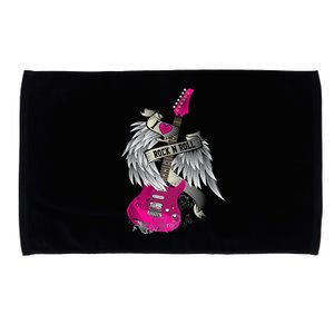 Funny I Love Rock And Roll Guitar Angel Wings Microfiber Hand Towel