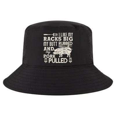 Funny I Like My Racks Big Butt Rubbed And Pork Pulled Meat Cut Lines Cool Comfort Performance Bucket Hat