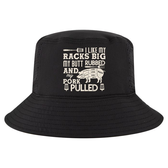 Funny I Like My Racks Big Butt Rubbed And Pork Pulled Meat Cut Lines Cool Comfort Performance Bucket Hat