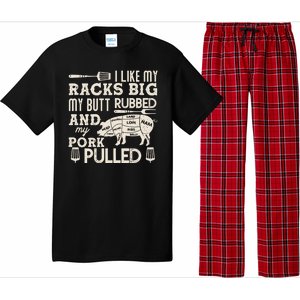 Funny I Like My Racks Big Butt Rubbed And Pork Pulled Meat Cut Lines Pajama Set