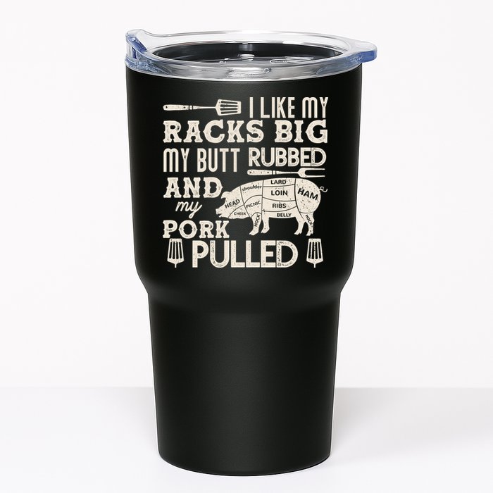 Funny I Like My Racks Big Butt Rubbed And Pork Pulled Meat Cut Lines Tumbler
