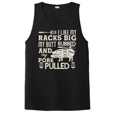 Funny I Like My Racks Big Butt Rubbed And Pork Pulled Meat Cut Lines PosiCharge Competitor Tank