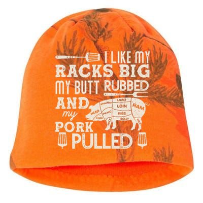 Funny I Like My Racks Big Butt Rubbed And Pork Pulled Meat Cut Lines Kati - Camo Knit Beanie