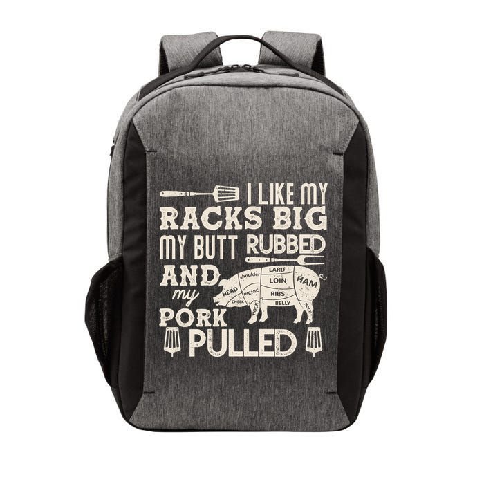 Funny I Like My Racks Big Butt Rubbed And Pork Pulled Meat Cut Lines Vector Backpack