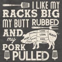 Funny I Like My Racks Big Butt Rubbed And Pork Pulled Meat Cut Lines Vector Backpack