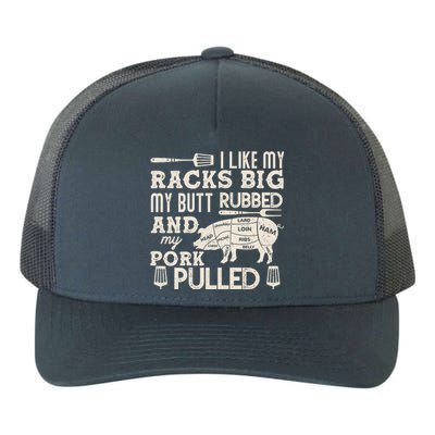 Funny I Like My Racks Big Butt Rubbed And Pork Pulled Meat Cut Lines Yupoong Adult 5-Panel Trucker Hat