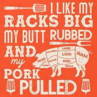 Funny I Like My Racks Big Butt Rubbed And Pork Pulled Meat Cut Lines Button