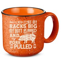 Funny I Like My Racks Big Butt Rubbed And Pork Pulled Meat Cut Lines 15oz Campfire Ceramic Mug