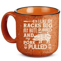 Funny I Like My Racks Big Butt Rubbed And Pork Pulled Meat Cut Lines 15oz Campfire Ceramic Mug