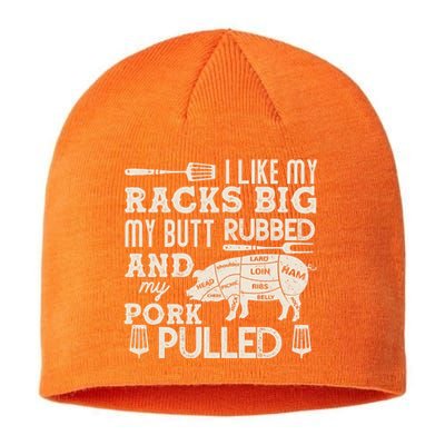 Funny I Like My Racks Big Butt Rubbed And Pork Pulled Meat Cut Lines Sustainable Beanie