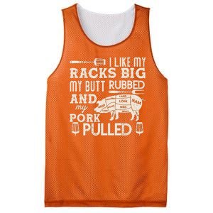 Funny I Like My Racks Big Butt Rubbed And Pork Pulled Meat Cut Lines Mesh Reversible Basketball Jersey Tank